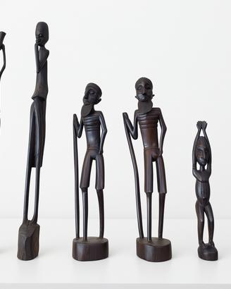 Arte africana set statuette in mogano anni '50