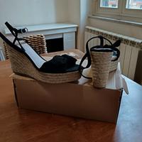 sandalo donna con zeppa nero tg. 42 perfetto stato