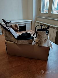 sandalo donna con zeppa nero tg. 42 perfetto stato