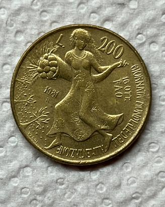 Moneta 200 Lire italiane 1981 Giornata FAO