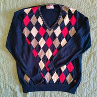 Maglione uomo con motivo argyle e scollo a V