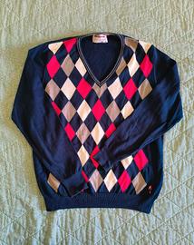 Maglione uomo con motivo argyle e scollo a V