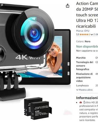 Action Cam 4K, videocamera subacquea da 20MP 50FPS