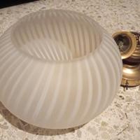 Lampadario a sospensione, campana in vetro- ottone