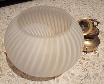 Lampadario a sospensione, campana in vetro- ottone