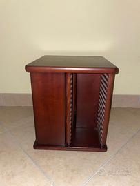 MOBILETTO GIREVOLE PORTA CD IN LEGNO MASSELLO