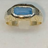 Anello unisex originale anni '40 in oro 14 kt
