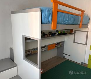 Struttura Mobile letto ragazzi alto salvaspazio