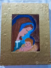 Capezzale Olio su Tela Cornice Dorata