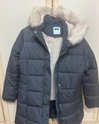 Piumino okaidi blu con cappuccio e fodera