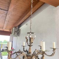 Lampadario anno 1960 in metallo con putti