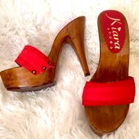 Scarpe donna zoccoli legno 36 kiara Shoes rosso