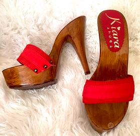 Scarpe donna zoccoli legno 36 kiara Shoes rosso