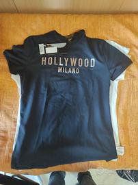 T-shirt nera "HOLLYWOOD MILANO" – nuova con etiche