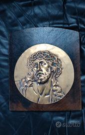 targa sacra vintage in bronzo/ottone 