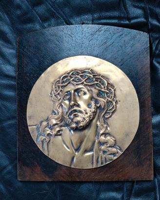 targa sacra vintage in bronzo/ottone 