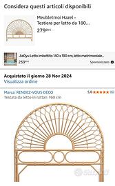 Testiera in Rattan 160cm