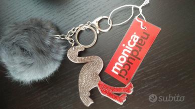 portachiavi fenicottero + charm borsa + astuccio 