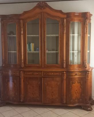 Splendida cristalliera a vetrina classica intarsia