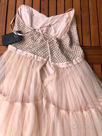 Vestito rosa tulle paillettes