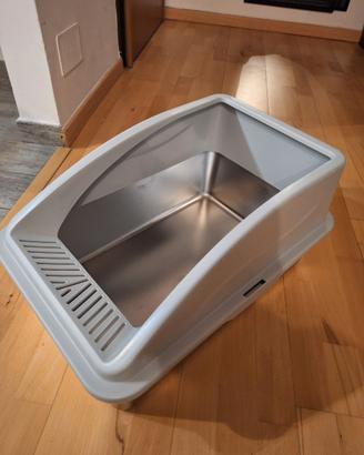 Lettiera XL Gatti Acciaio Inox Aperta