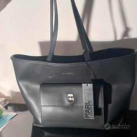 Borsa nera grande tote bag karl lagerfeld