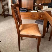 Nr. 8 sedie vintage in legno con seduta in pelle