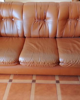 Divano letto e 1 poltrona in pelle