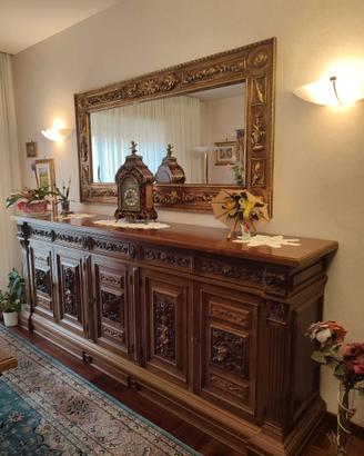 soggiorno sala da pranzo in noce massello del 1970