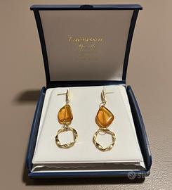 💎Orecchini Pendenti in Oro e Ambra: Luce d'Autunno