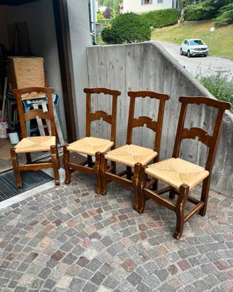 Set 6 sedie in legno massello e seduta in paglia