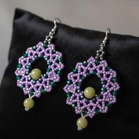 Orecchini rotondi artigianali gemme giada verde