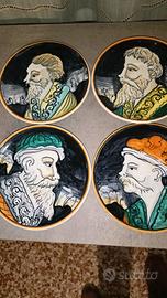 Set 4 Piatti Ceramica Gubbio Baffoni
