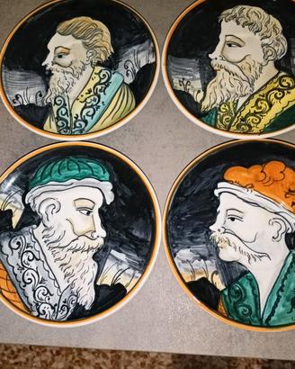Set 4 Piatti Ceramica Gubbio Baffoni