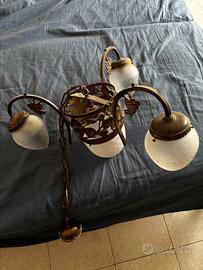 Lampadario ottone sospeso 4 punti luce