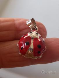 ciondolo coccinella argento 925 porta fortuna