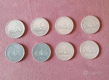 Lotto 8 Monete 500 Lire Caravelle argento