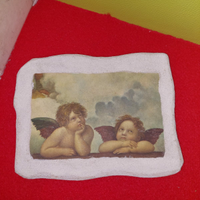 Quadretto angioletti di Raffaello su tufo