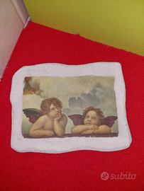 Quadretto angioletti di Raffaello su tufo