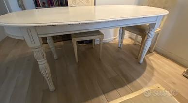 tavolo legno massello stile shabby