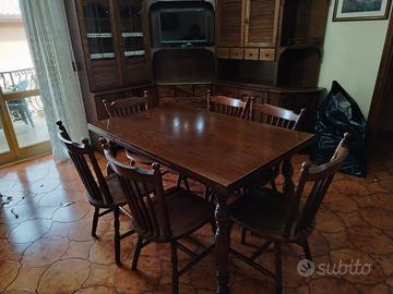 tavolo vero legno allungabile con 6 sedie