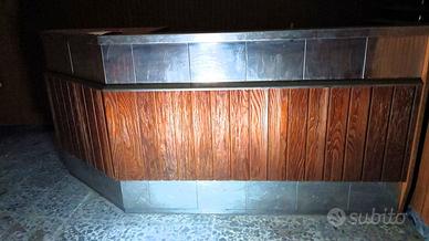Bancone e espositore in acciaio/legno vintage '70