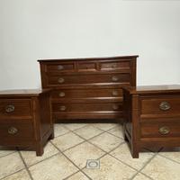 Set cassettiera e 2 comodini in legno massello