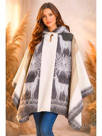 🦙 PONCHO con CAPPUCCIO 🇪🇨 LANA ALPACA ECUADOR 