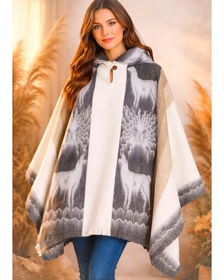 🦙 PONCHO con CAPPUCCIO 🇪🇨 LANA ALPACA ECUADOR 