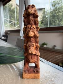 Statuetta scimmie in legno