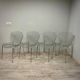 4 SEDIE KNOLL BERTOIA ANNI 70 ACCIAIO CROMATO 70'