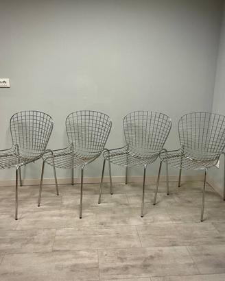4 SEDIE KNOLL BERTOIA ANNI 70 ACCIAIO CROMATO 70'