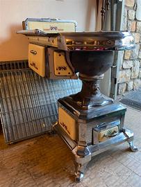 ANTICA CUCINA / STUFA VINTAGE CROMATA E SMALTATA