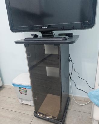 Mobiletto nero stretto con anta in vetro